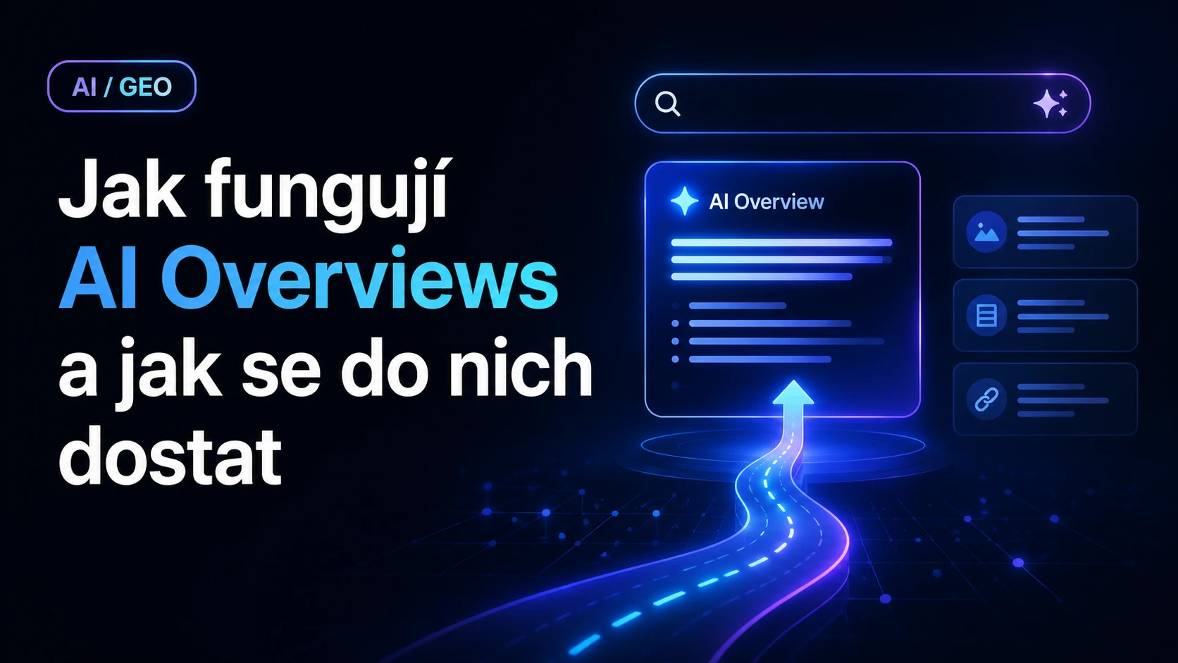 Google AI Overviews panel s citacemi zdrojů nad organickými výsledky vyhledávání